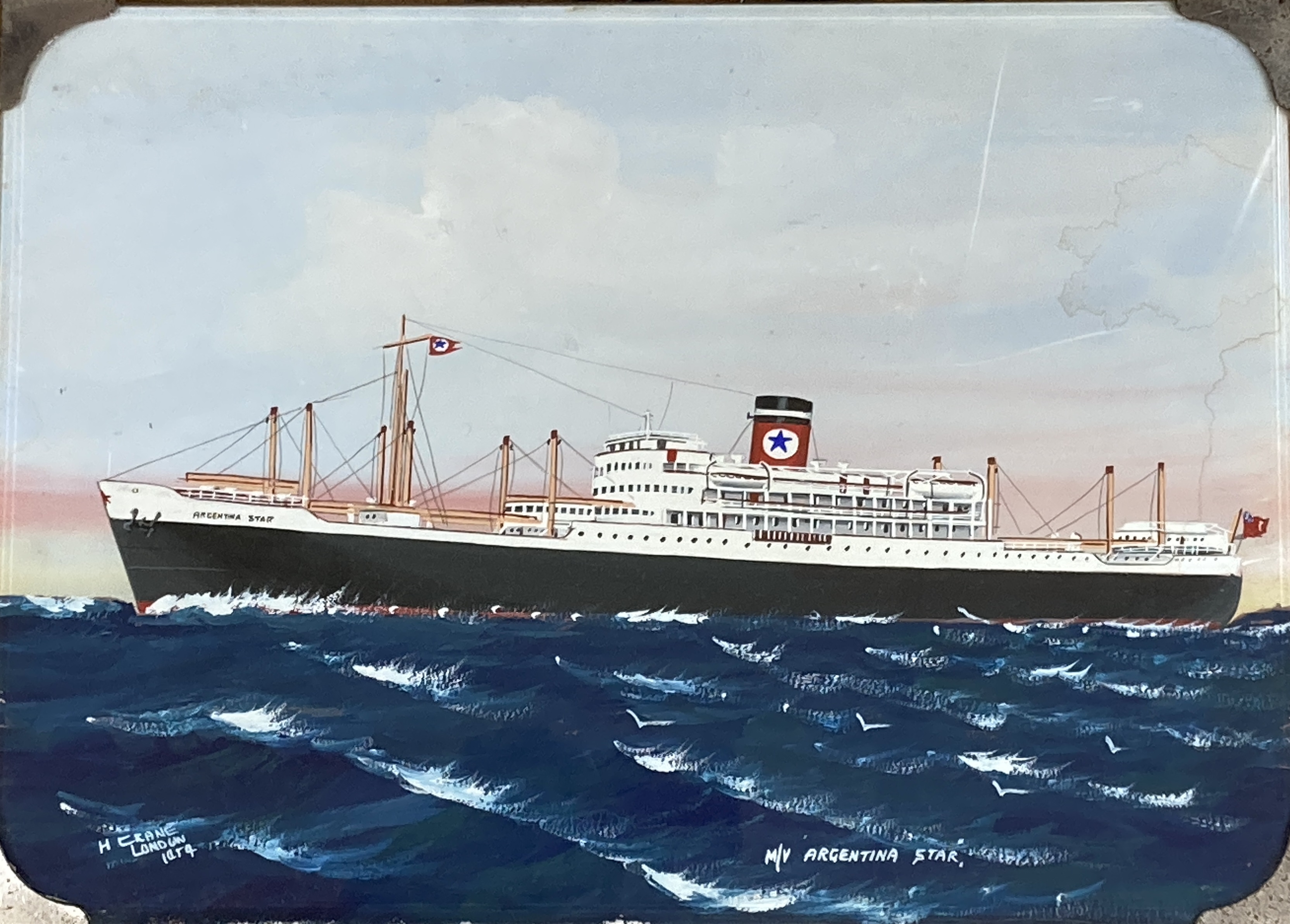 H. Crane, pair of gouaches, MV Argentina Star and MV Swiftpool, signed and dated 1954, 25 x 35cm